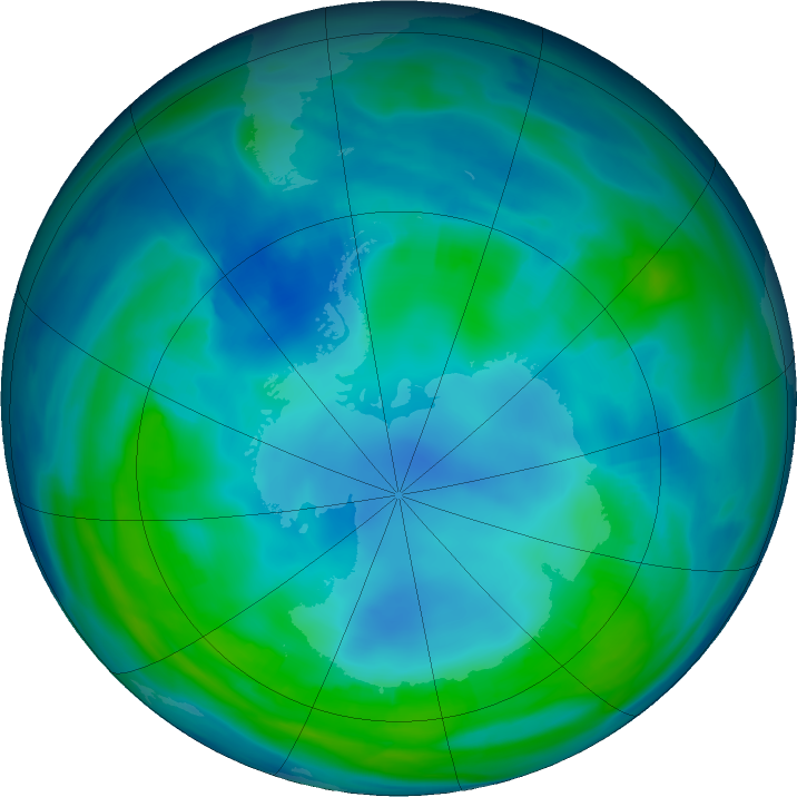 Antarctic ozone map for 12 May 2022